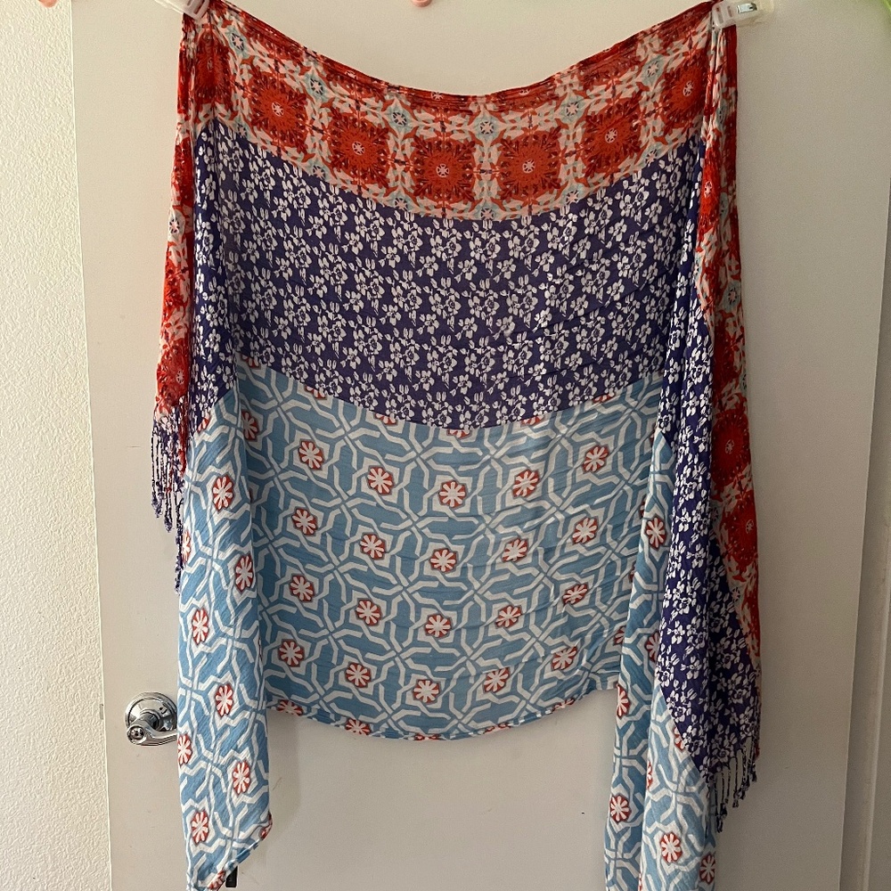 woman women multicolored printed scarf